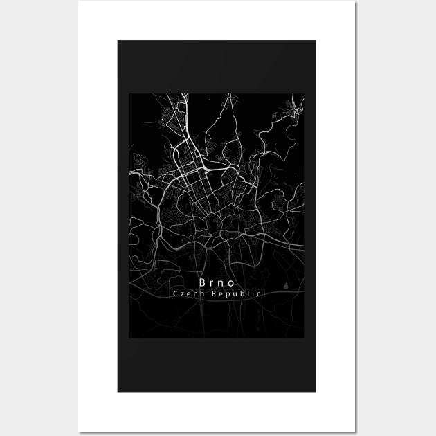 Brno Czech Republic City Map dark Wall Art by Robin-Niemczyk